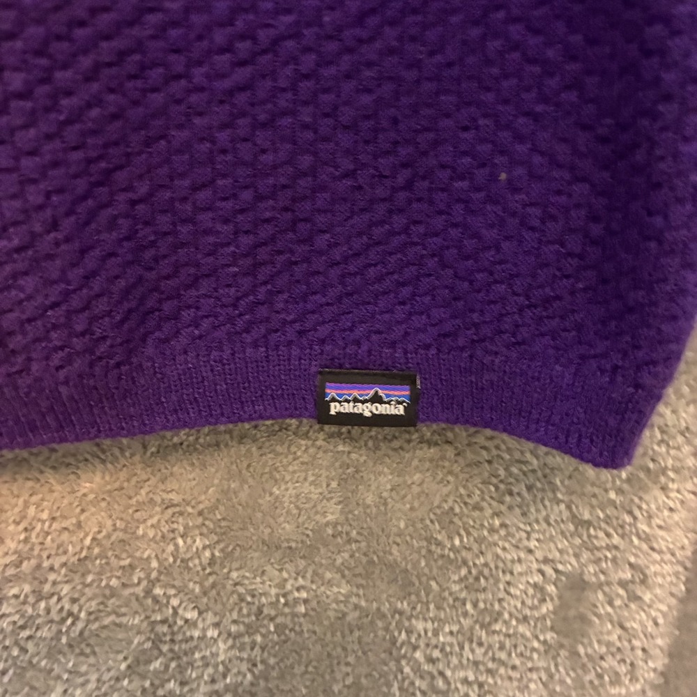 Patagonia Women Honeycomb Knit Shirt L Crewneck Raglan Waffle Base Layer Purple - Picture 5 of 9